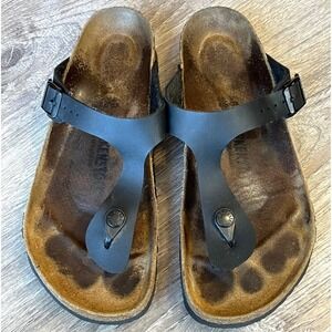 Birkenstock Gizeh Slides Thong Sandals Black Birko-Flor Regular Womens 9 EU 40